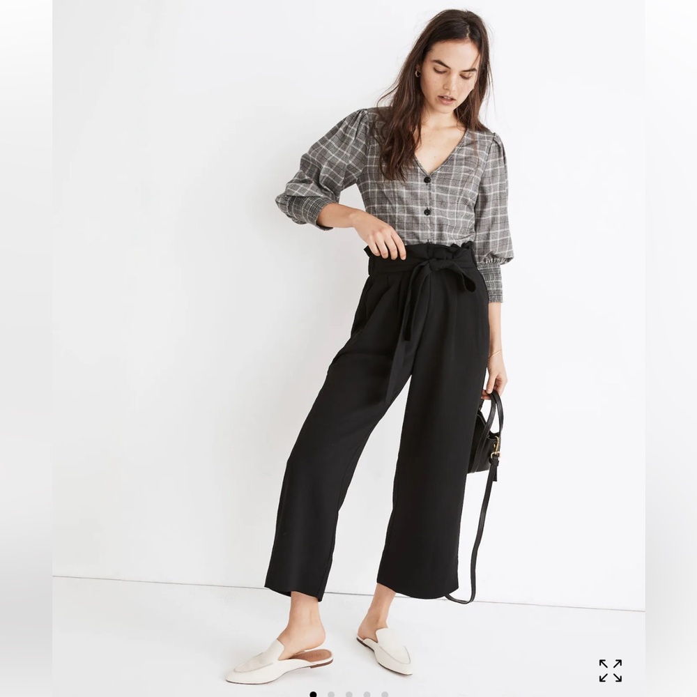 Madewell Tie-Waist Huston‎ Pull-On Crop Pants Size Large Classic Preppy